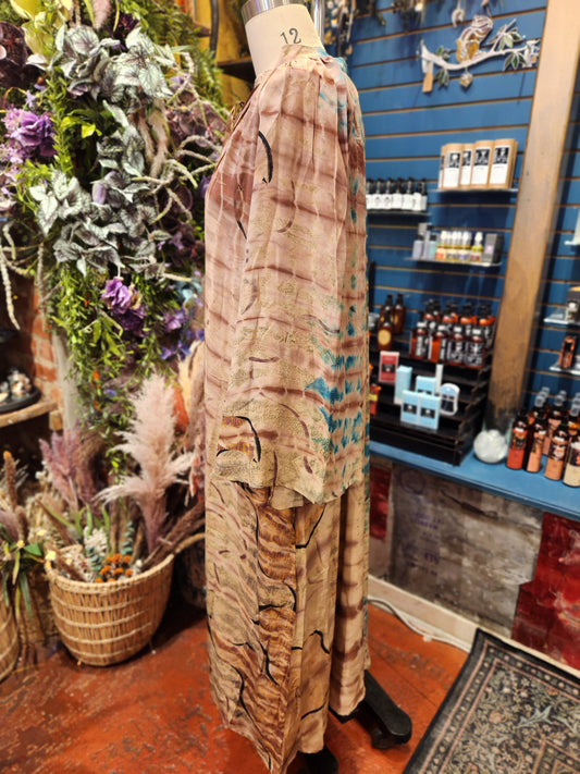 Crepe Sari Woodstock Duster Dress