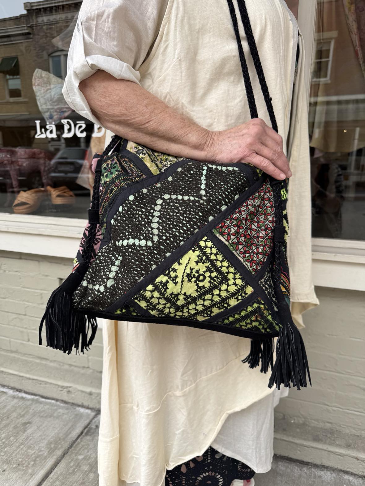 Bohemian Leather Tote - Black
