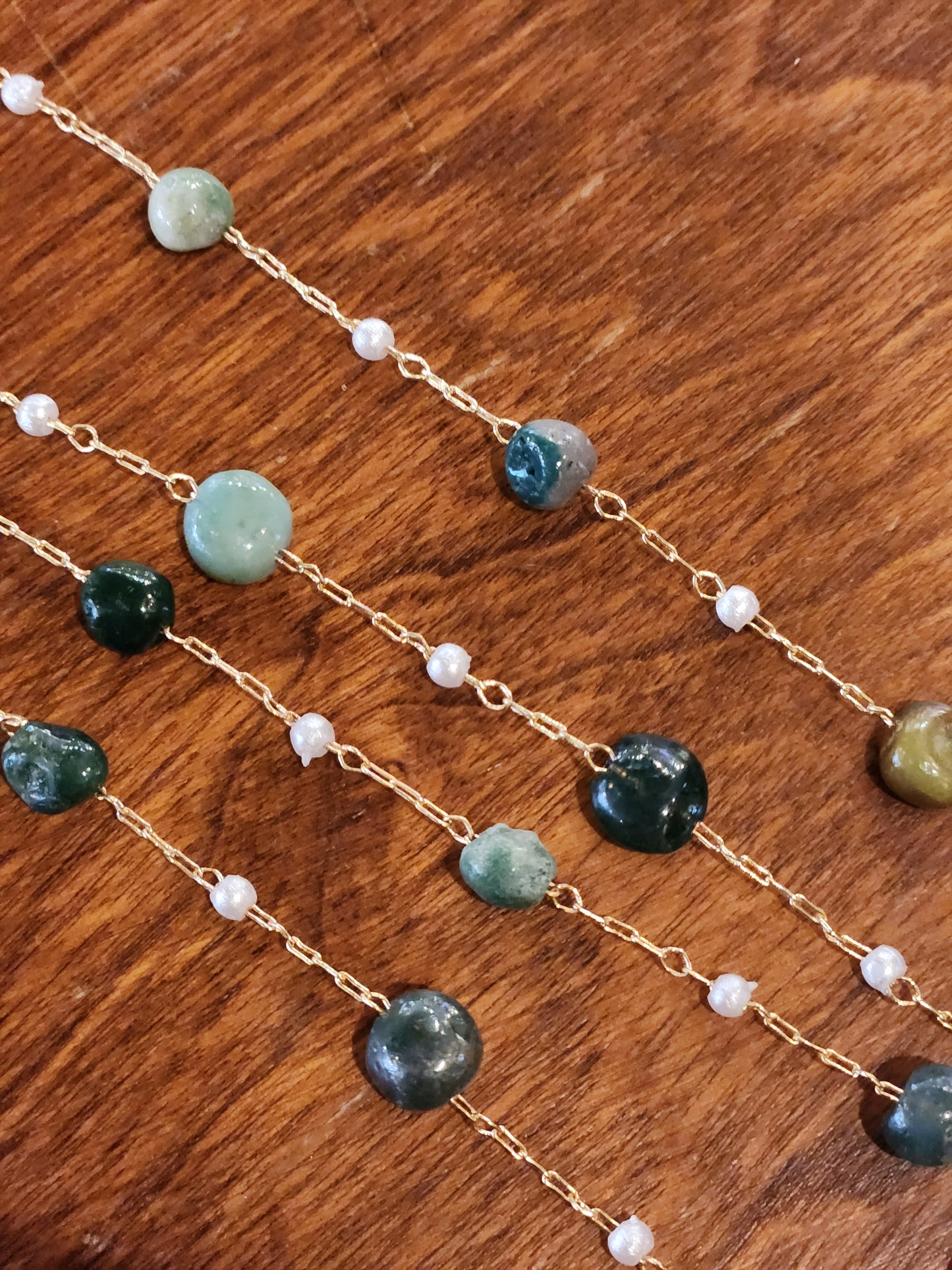 Buddha Carved Bone Pendant with Agate Beaded Chain