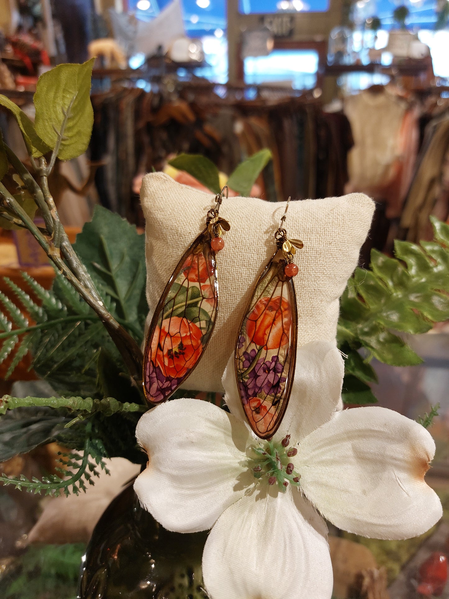 Cicada Wings On Postcard Earrings (1) *E257
