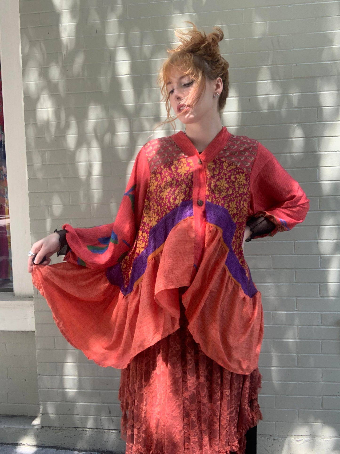 Sari Smock Shirt-Maple Rose - La De Da