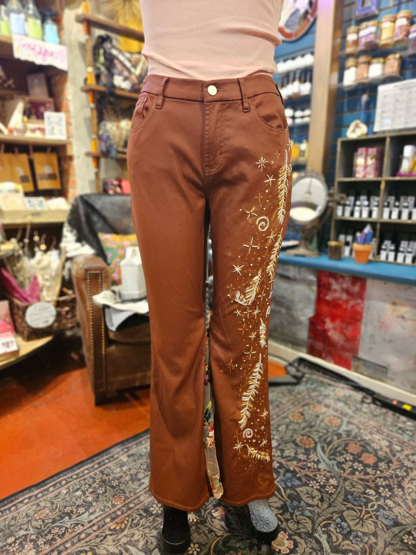 Celestial Embroidery with Floral Mesh Dear John Jaxtyn Pants -Debi Samuels*