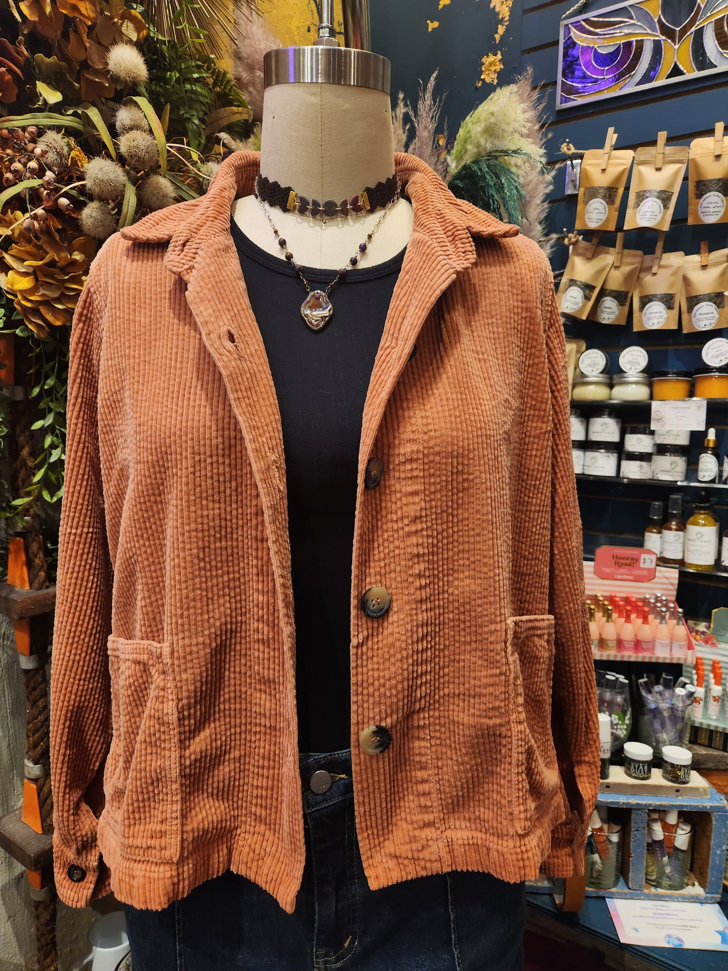 Cropped Lux Cord Jacket - Tandoori