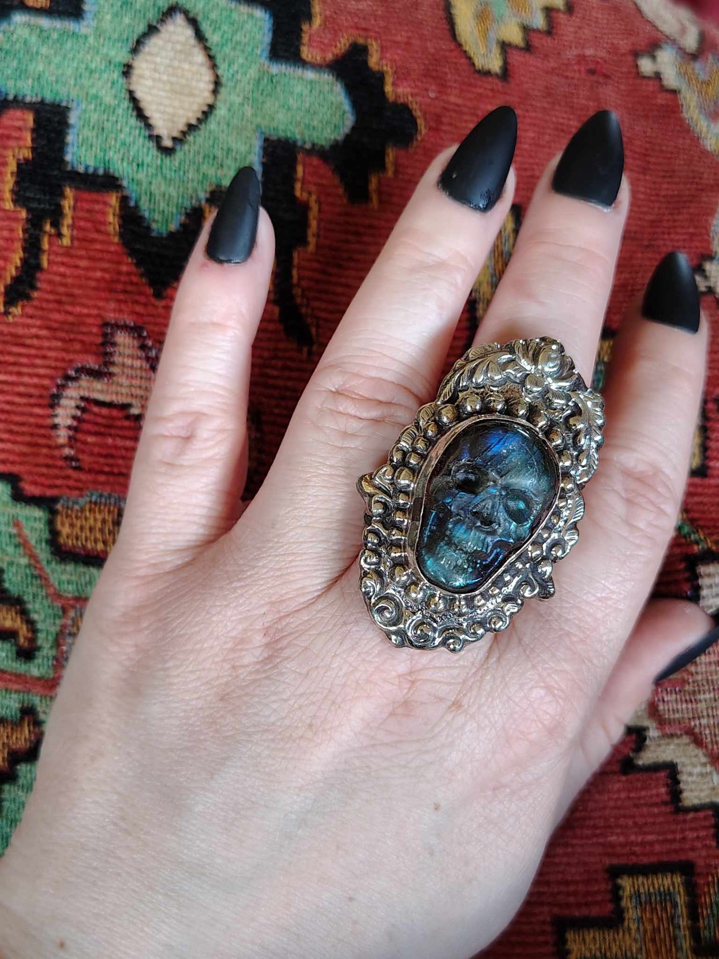 Labradorite Skull Ring