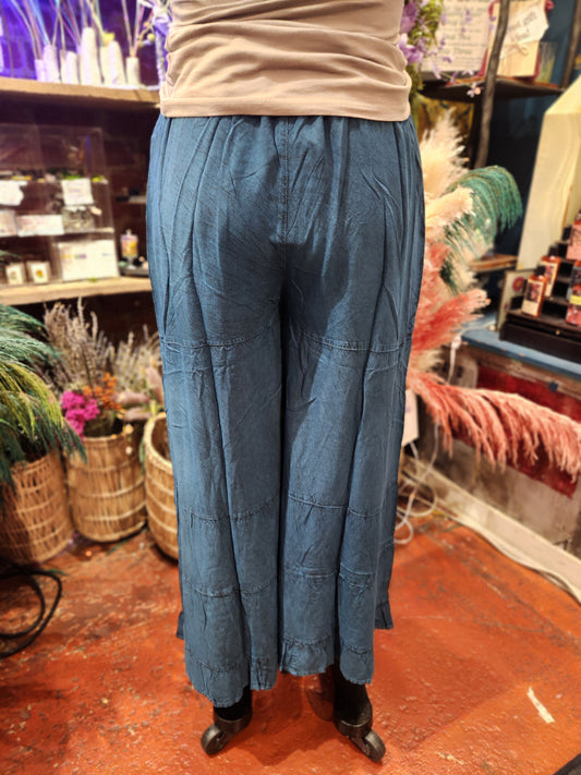Ruffle bottom Stone Wash Pant - Free Size ( multiple colors available )