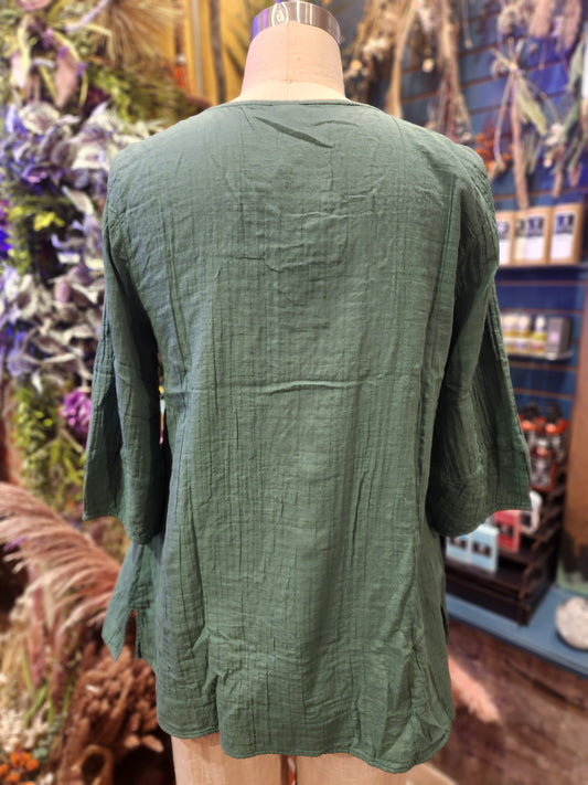 Kleen 3/4 Sleeve Front Button Shirt