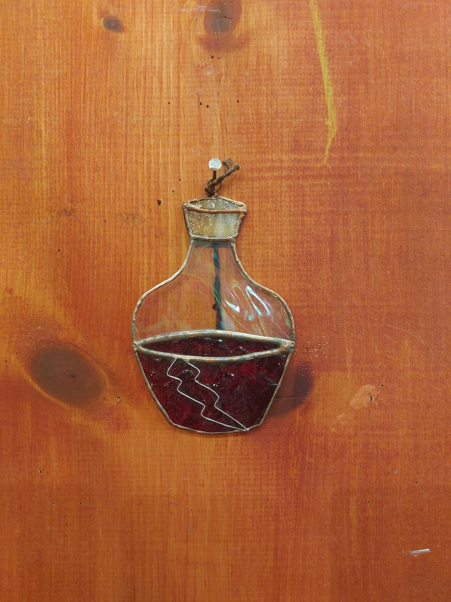 Red Potion Bottle #5 Stained Glass*