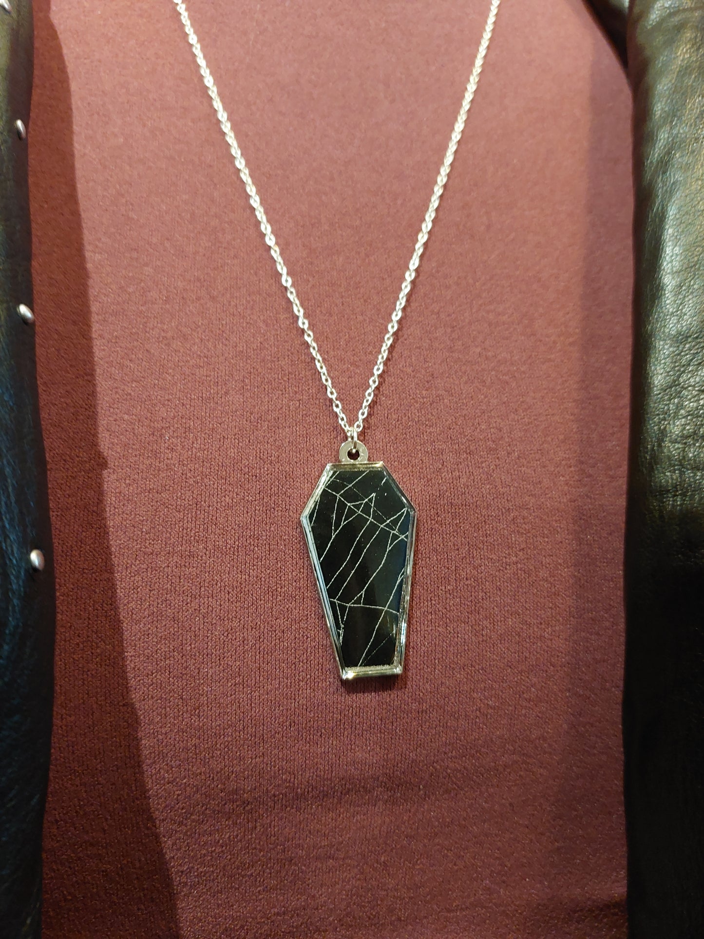 Real Spiderweb Coffins Silver Necklace - D