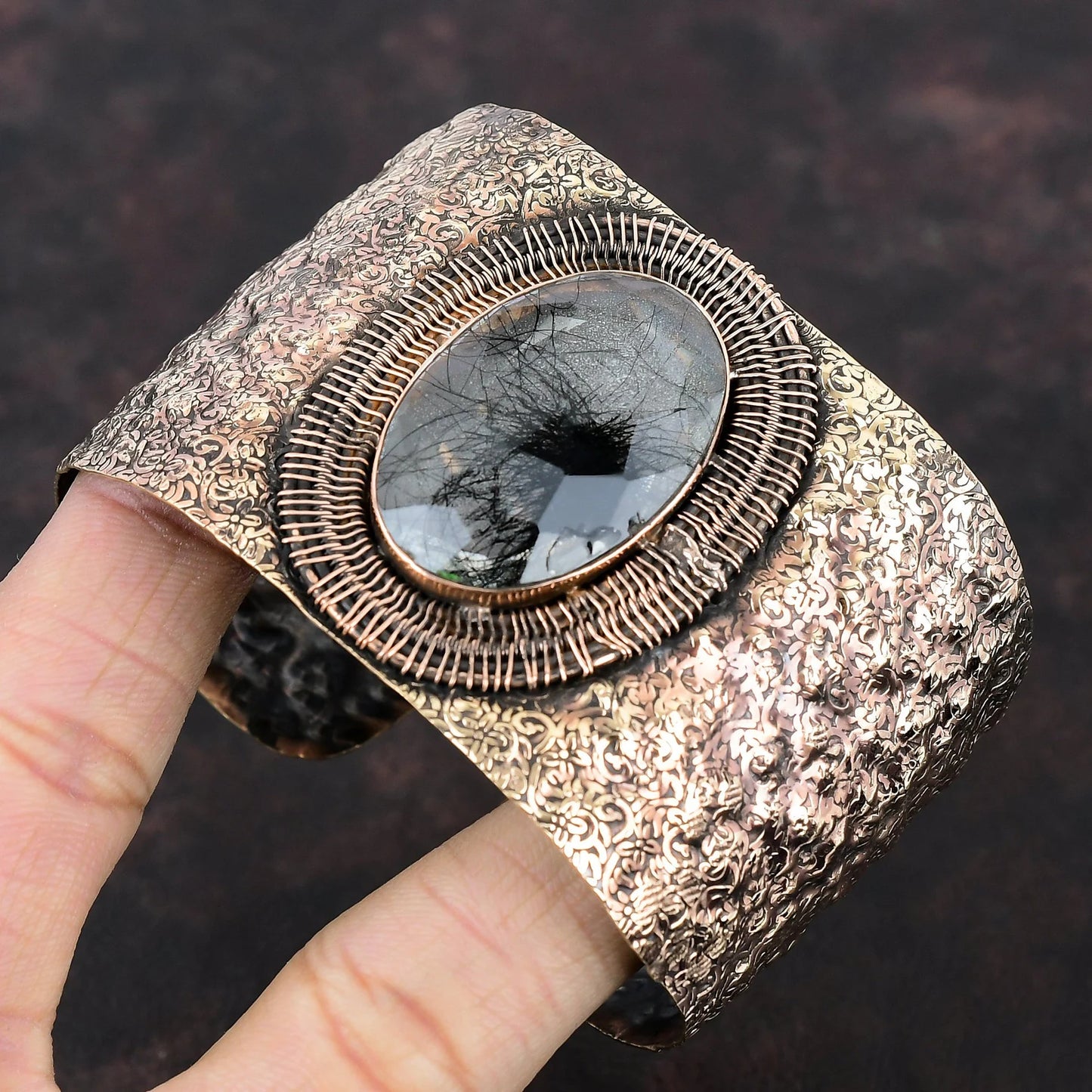 Faceted Black Rutile Cuff