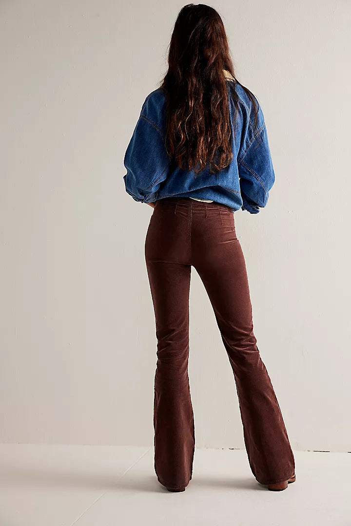 We The Free Jayde Cord Flare Jeans - French Roast - La De Da