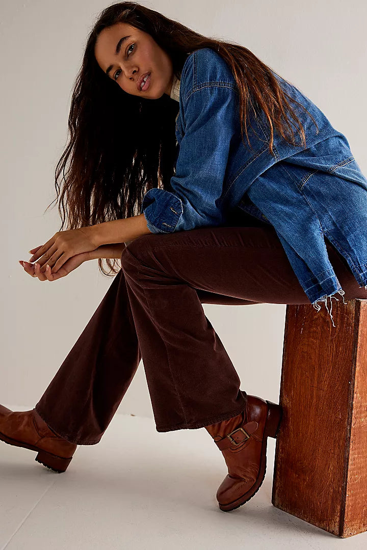 We The Free Jayde Cord Flare Jeans - French Roast - La De Da