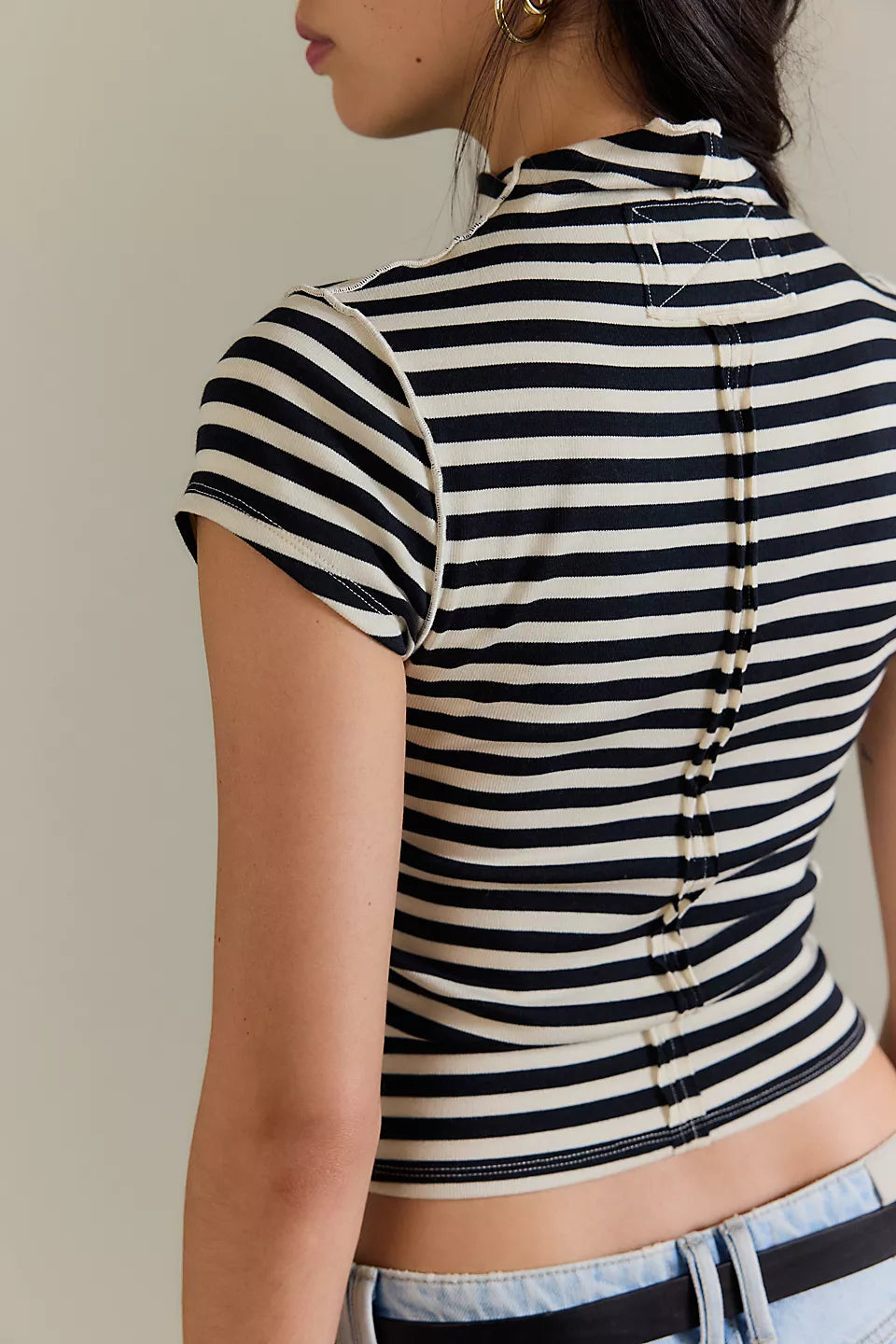 Lola Tee - Black & White Stripes
