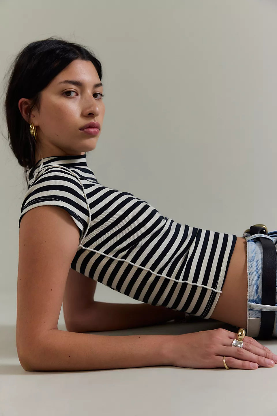 Lola Tee - Black & White Stripes