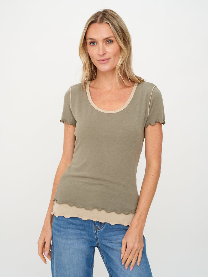 Tessa Double Layered Tee - Cedar