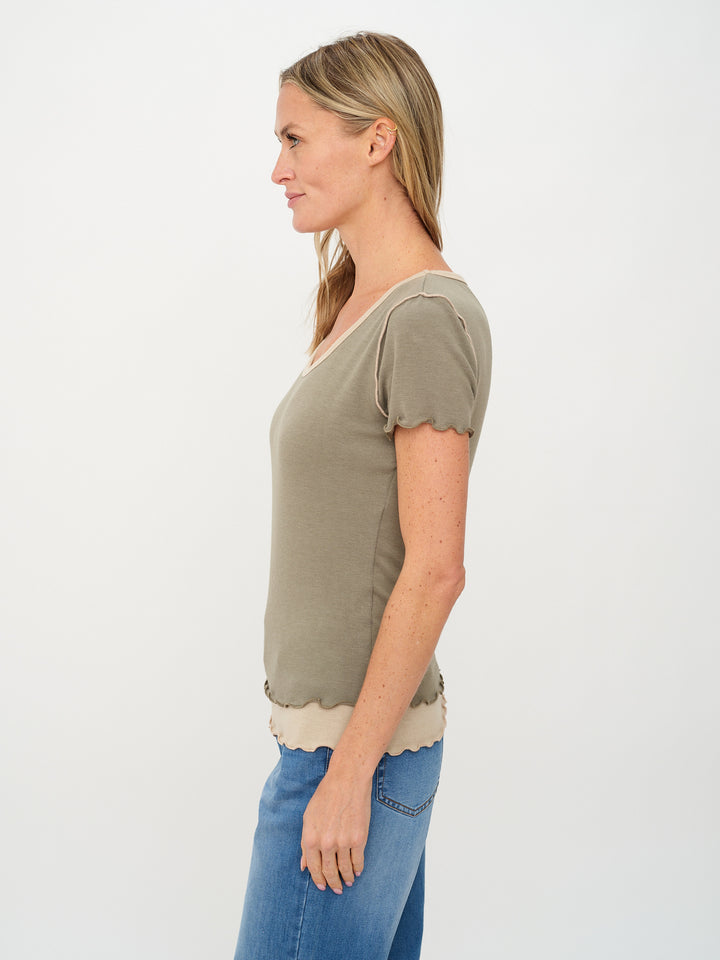 Tessa Double Layered Tee - Cedar