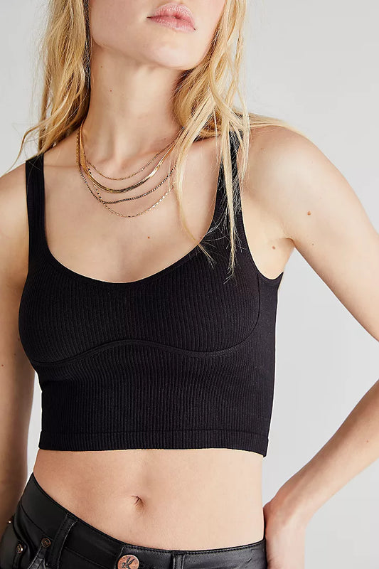 Meg Seamless Crop Tank - Black