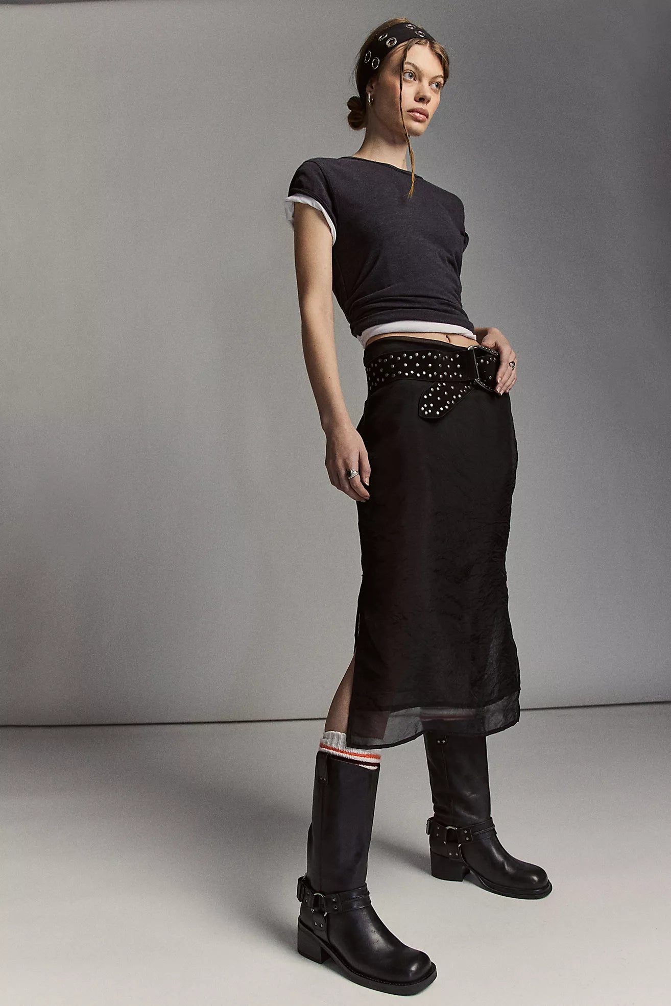 Anok Harness Moto Boot - Black Distressed Leather