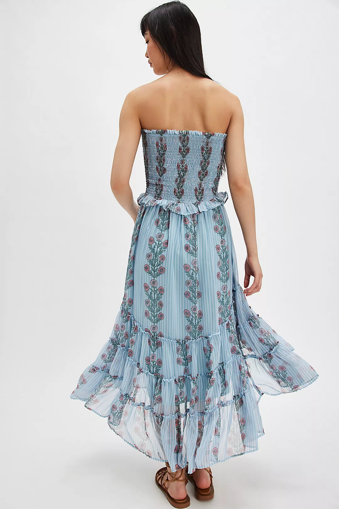 Alejandra Midi Dress - Soft Blue Combo