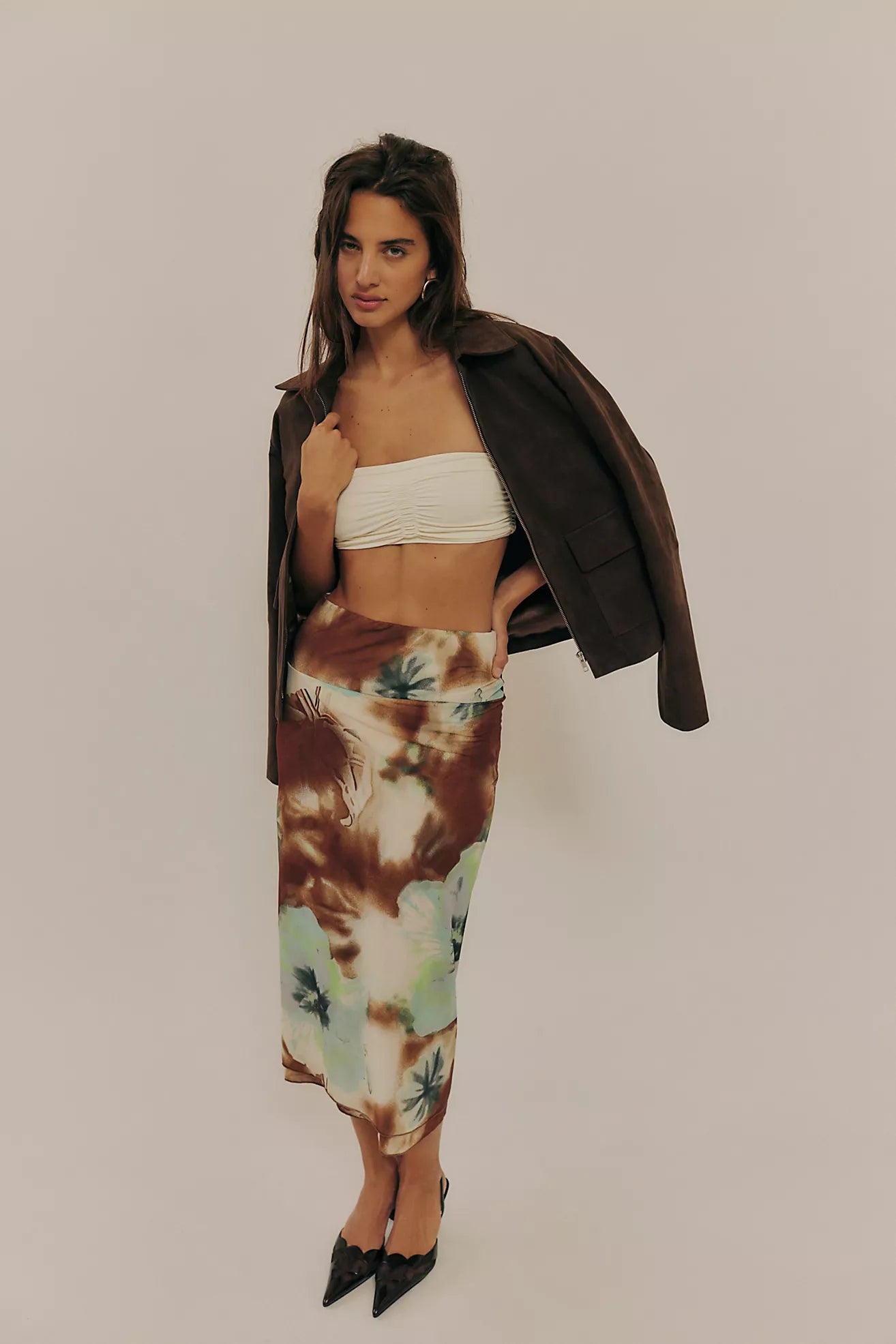 Sunset Mesh Maxi Skirt - Moss Combo
