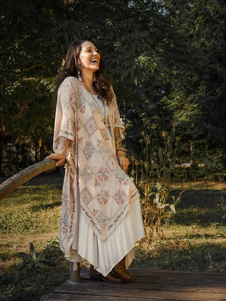 Love Story Heart Print Bamboo Kimono - La De Da