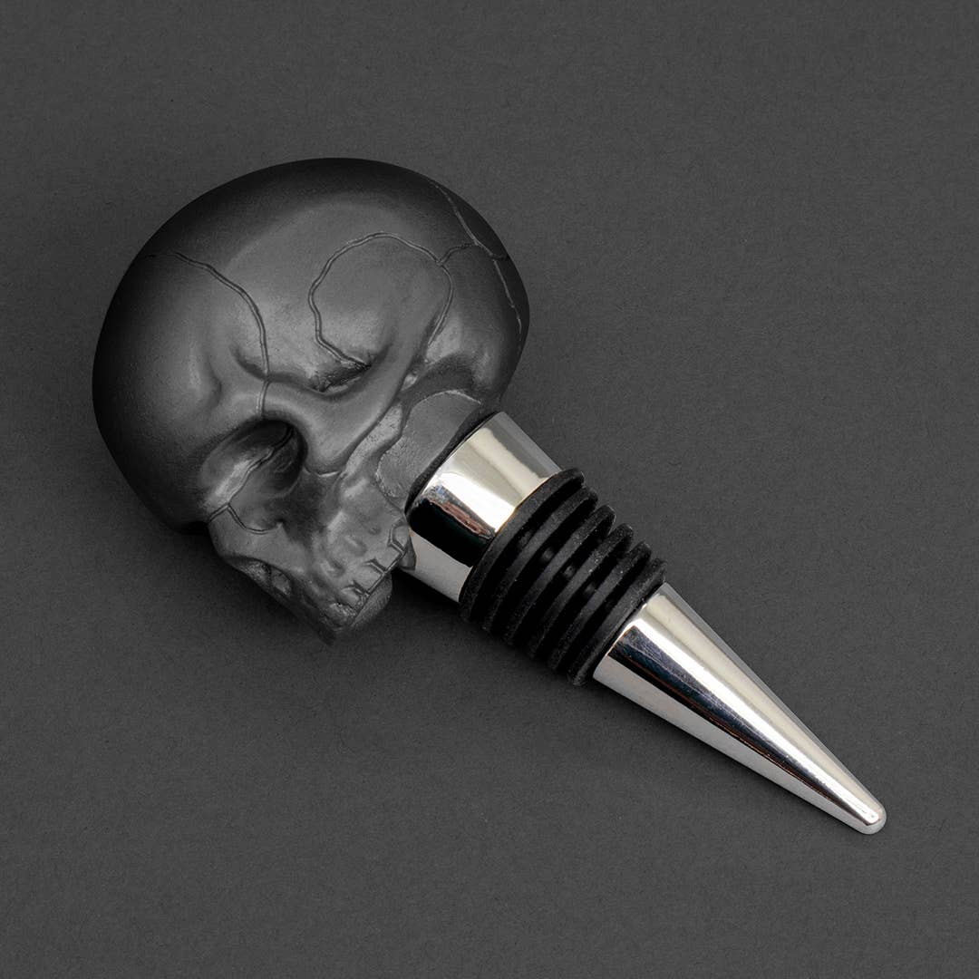Iron & Glory - Death By Wine Black Skull Bottle Stopper - La De Da