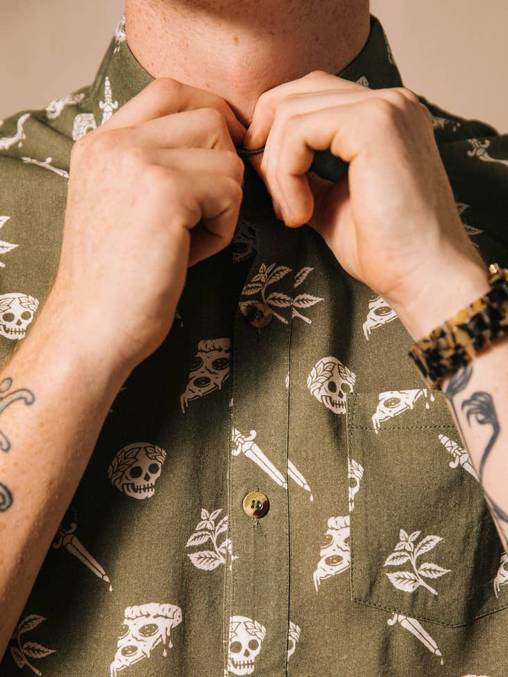 Pizza Slayer Men's Casual Button Up - La De Da