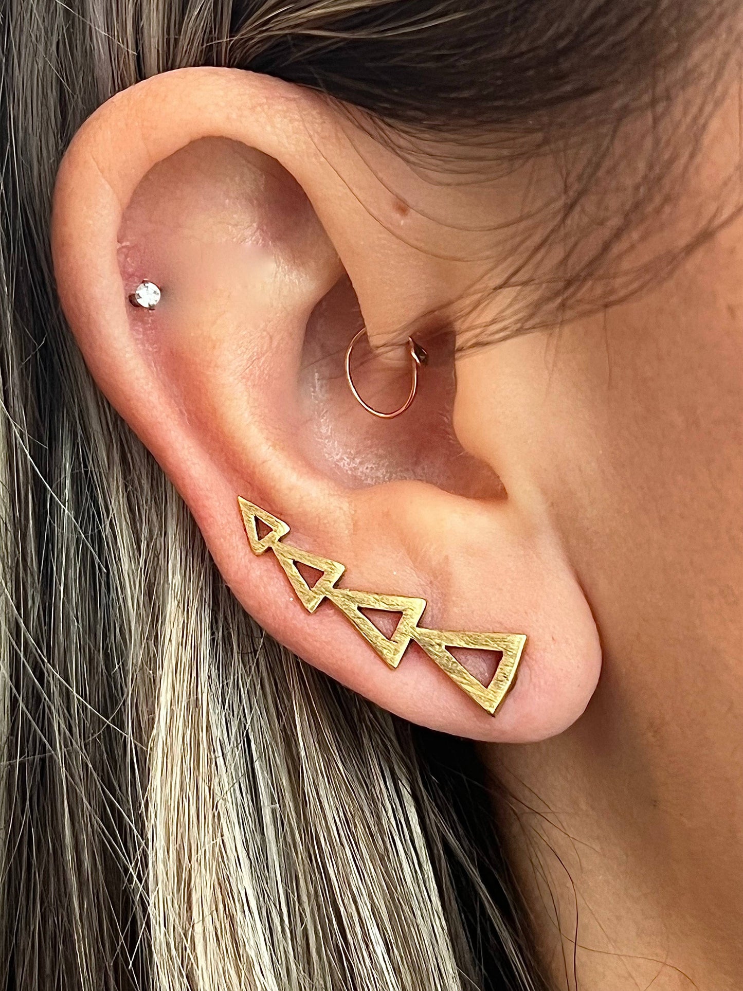 Brushed Triangle Ear Climbers - La De Da