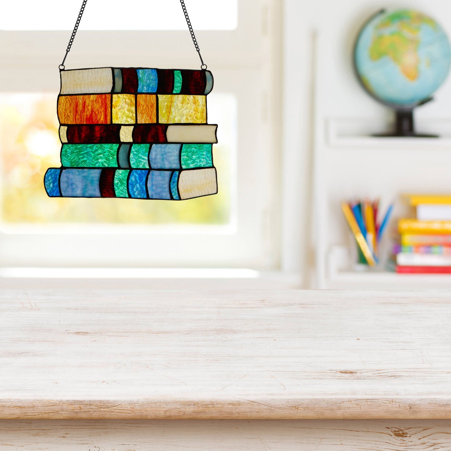 Multicolor Books Stained Glass Panel - La De Da