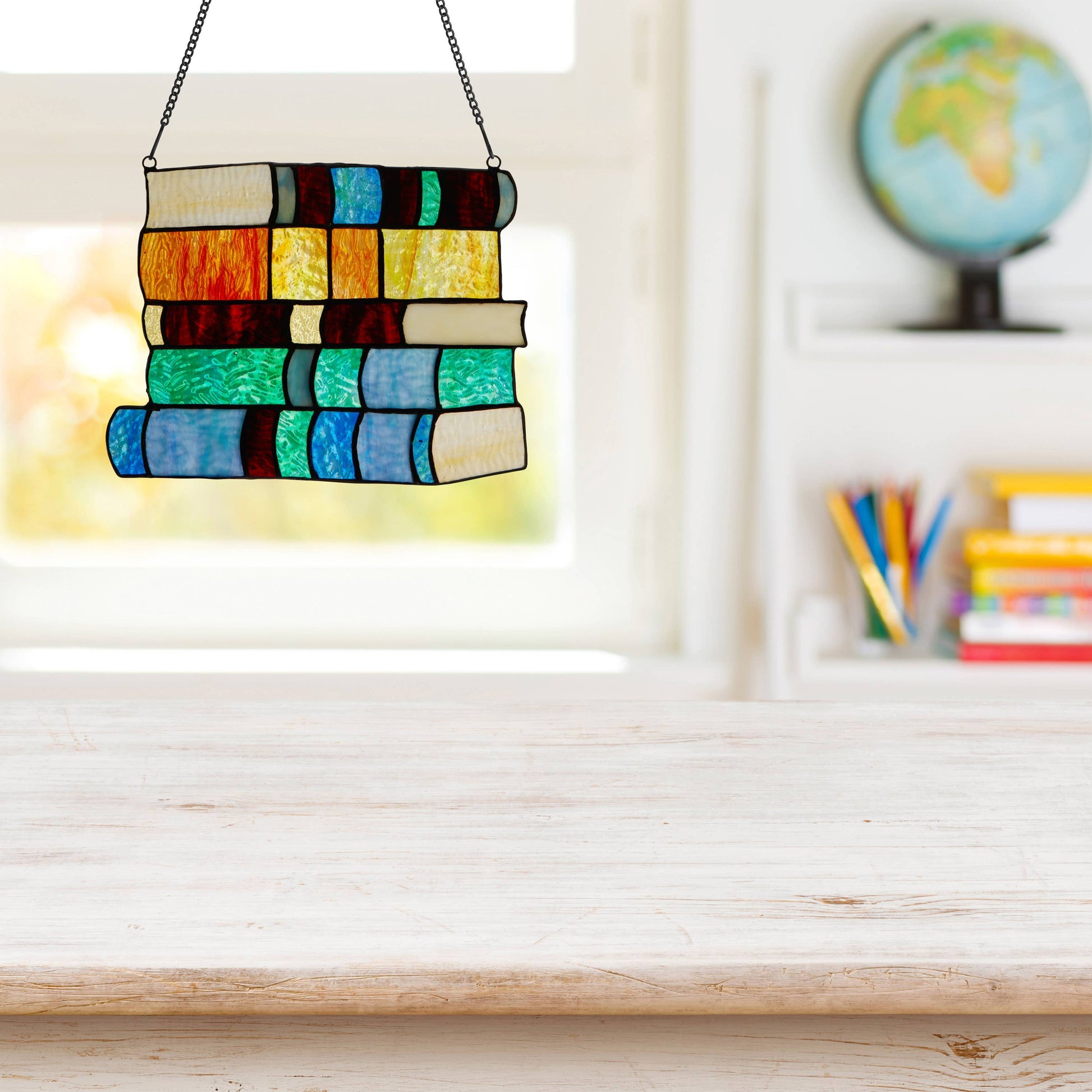 Multicolor Books Stained Glass Panel - La De Da