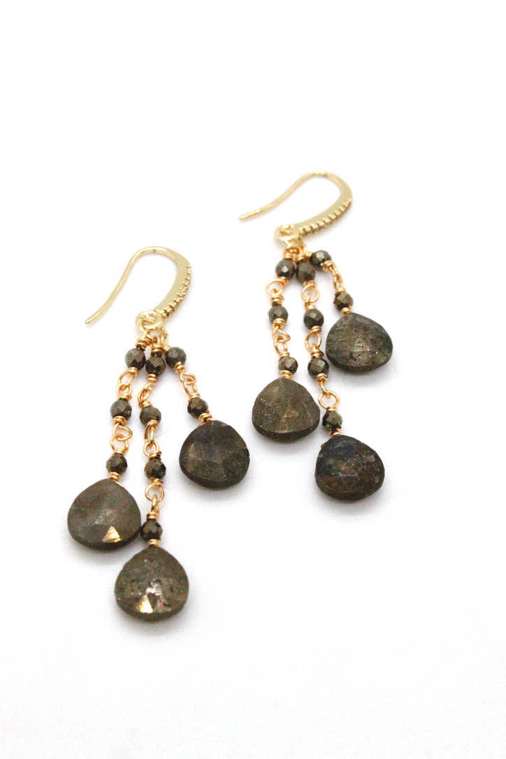 Pyrite Dangle Earrings - La De Da