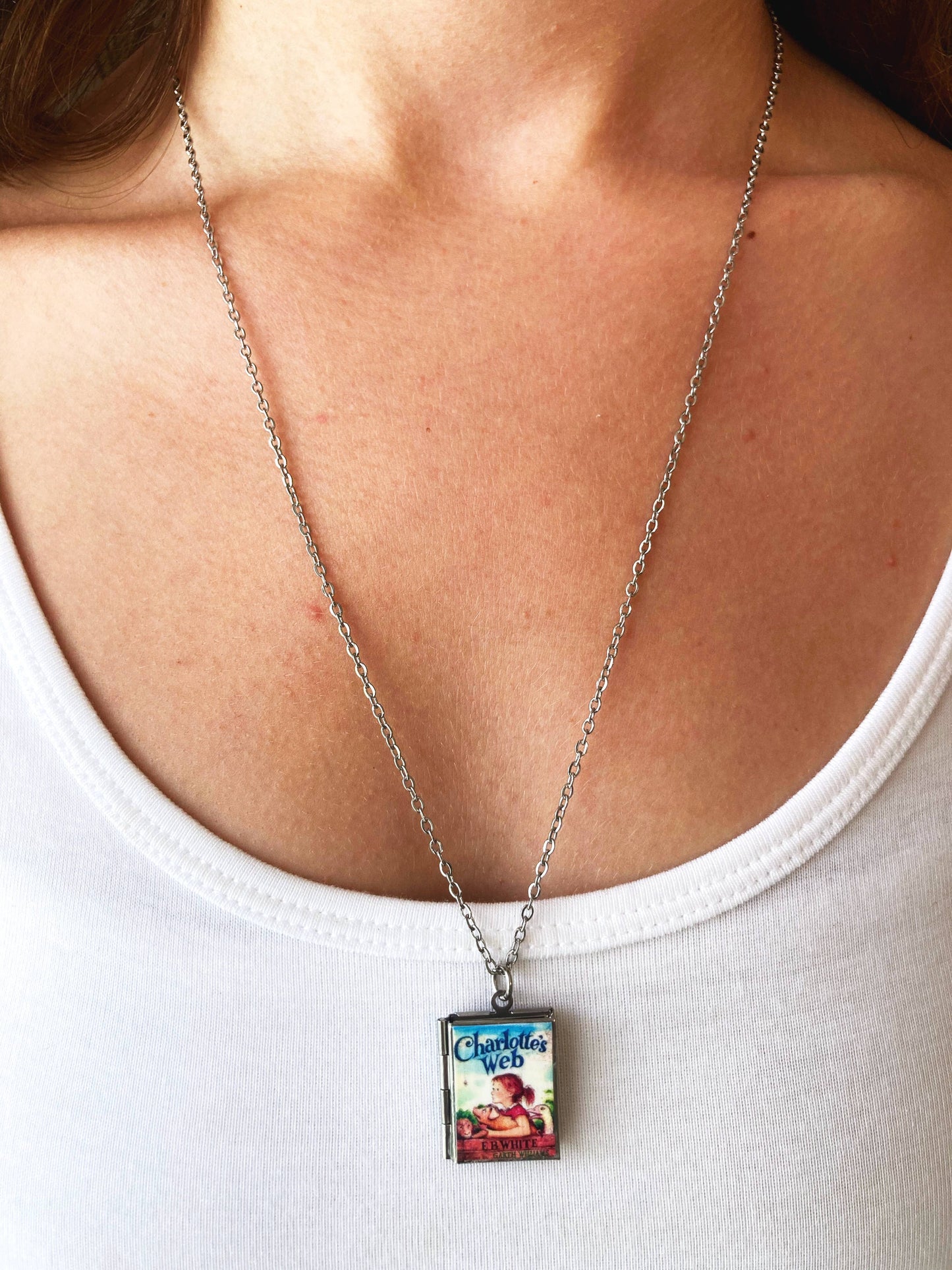 Book Locket Charlotte's Web - Stainless Steel