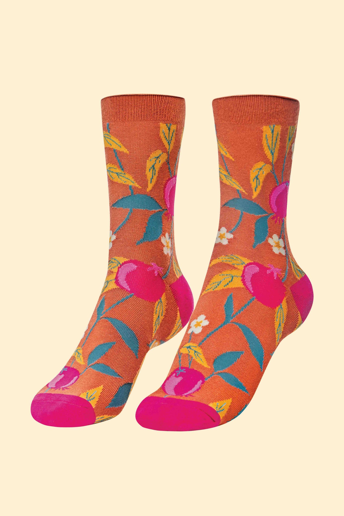 Pomegranate Ankle Socks - Tangerine - La De Da
