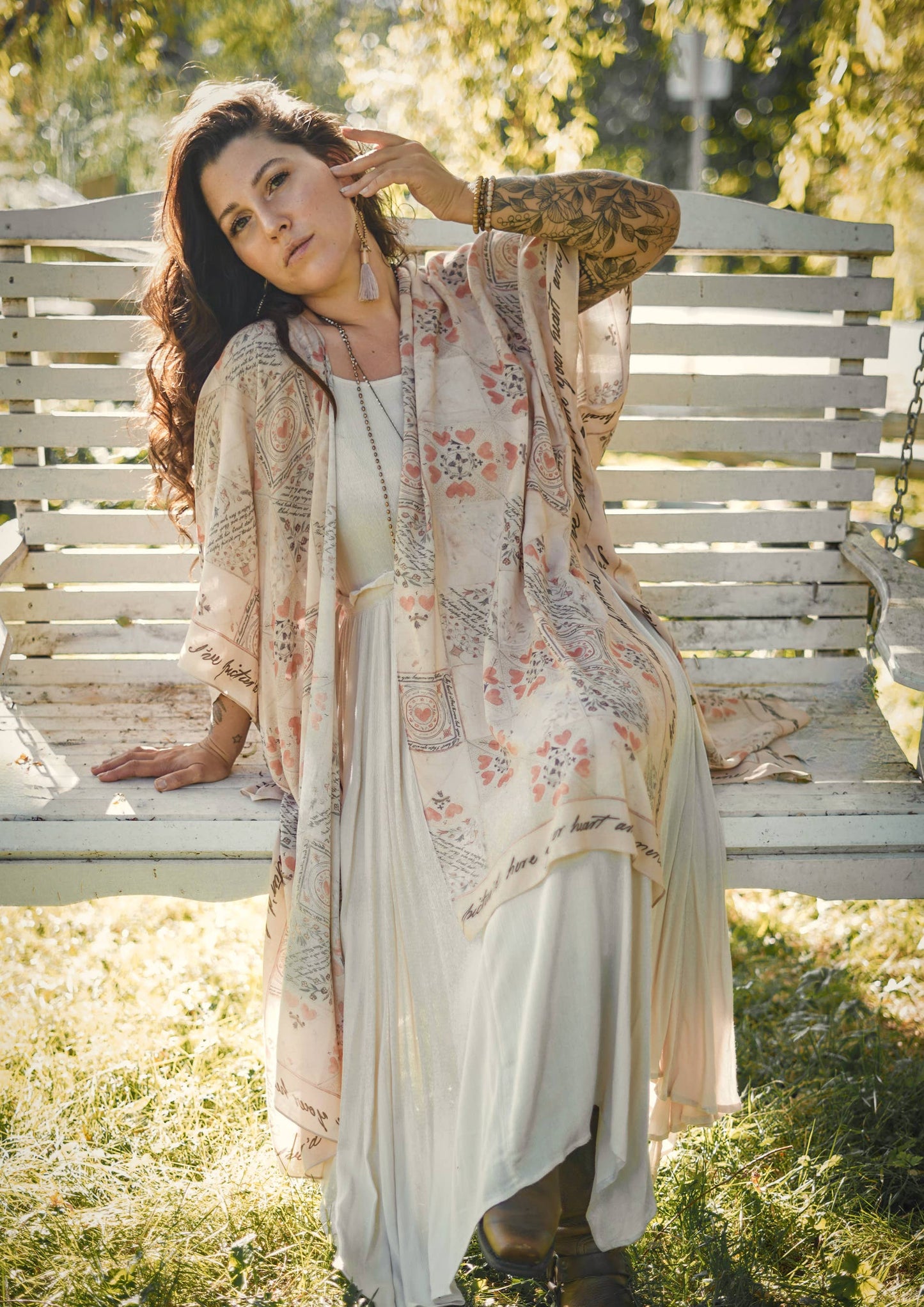 Love Story Heart Print Bamboo Kimono - La De Da