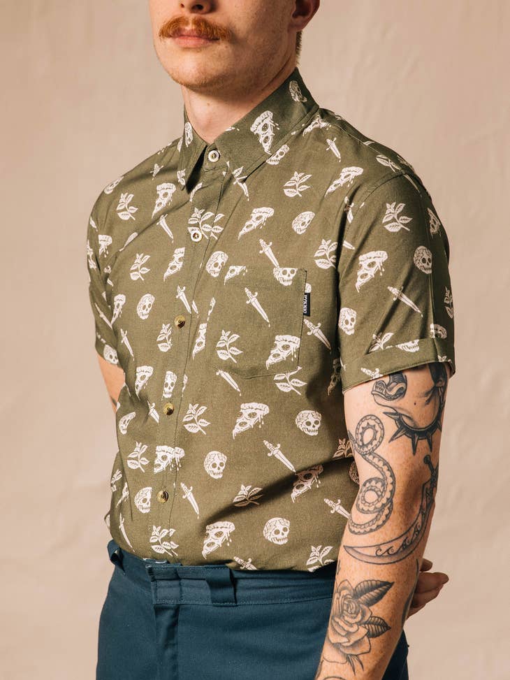 Pizza Slayer Men's Casual Button Up - La De Da