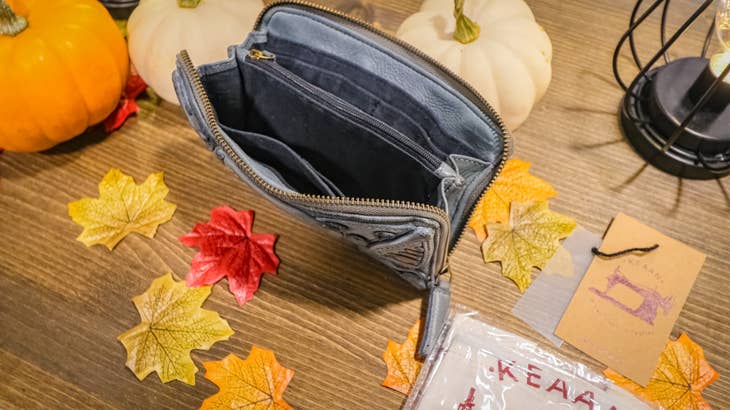 VIA Zip Clutch Wallet - Blue/Grey - La De Da