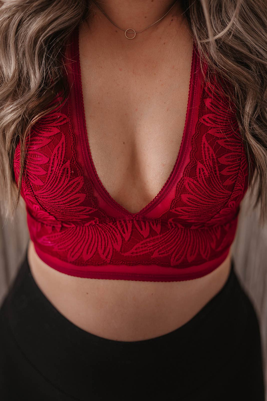 Maroon Adjustable Lace Bralette - La De Da