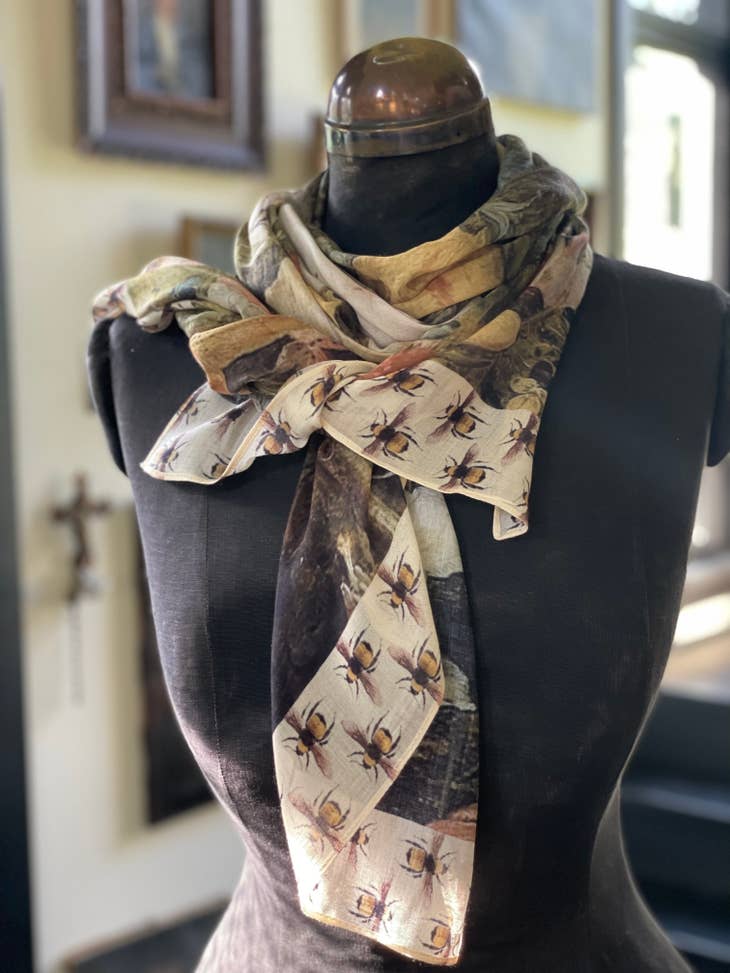 I Dream In Flowers Bohemian Bamboo Scarf with Bees - La De Da