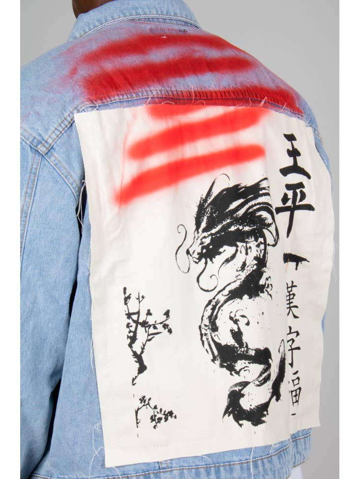 Japanese Back Patch Oversized Trucker Jacket - La De Da