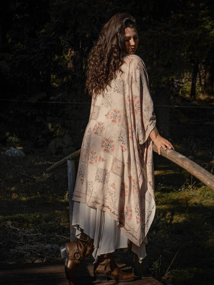 Love Story Heart Print Bamboo Kimono - La De Da