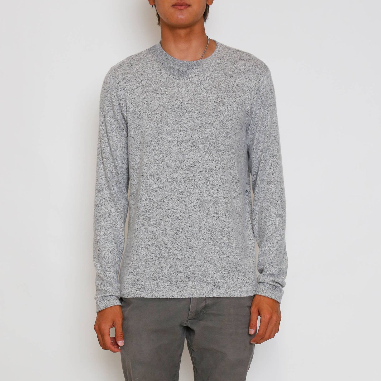 Cozy Crew Neck Long Sleeve Men - Heather Grey