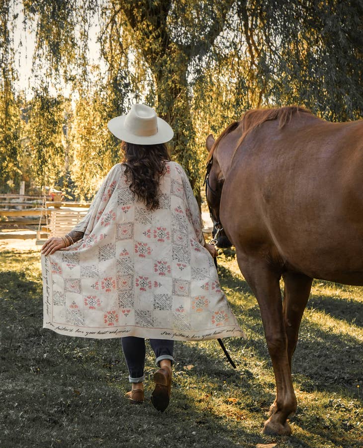 Love Story Heart Print Bamboo Kimono - La De Da