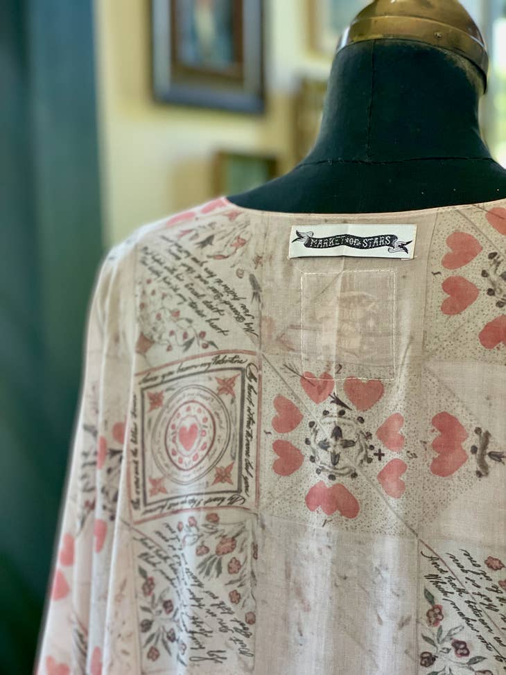 Love Story Heart Print Bamboo Kimono - La De Da