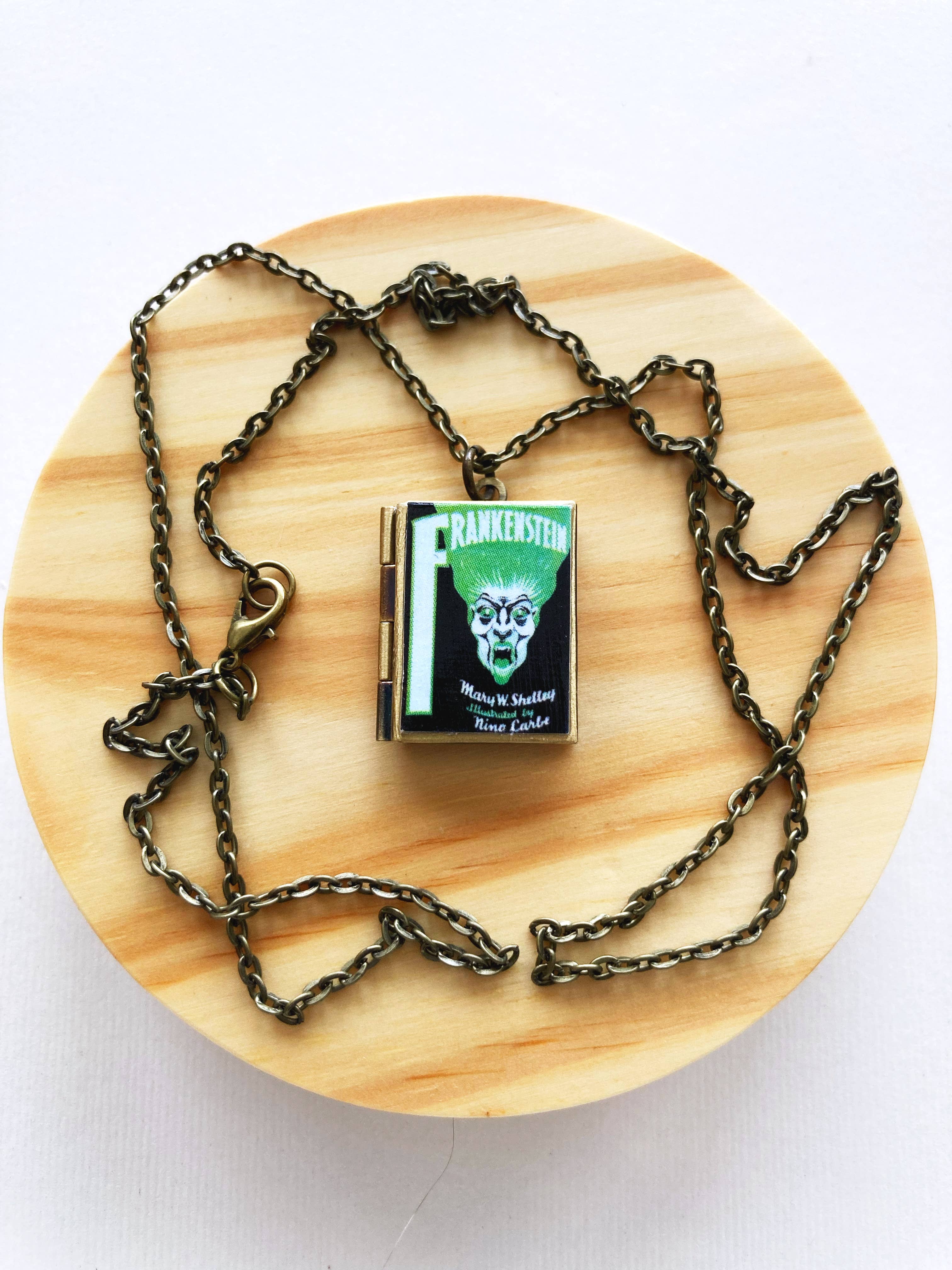 Book Locket Frankenstein 1930's Bronze La De Da