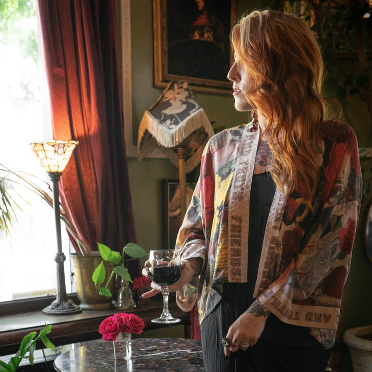 Friendship Love and Truth Cropped Bamboo Kimono Cardigan - La De Da