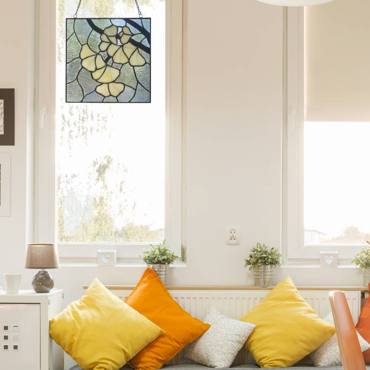 Gingko Leaf Stained Glass Window Panel - La De Da