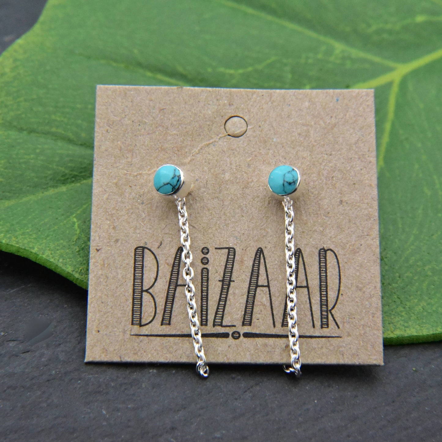 Sterling Silver Drop Chain Stud Earrings - La De Da