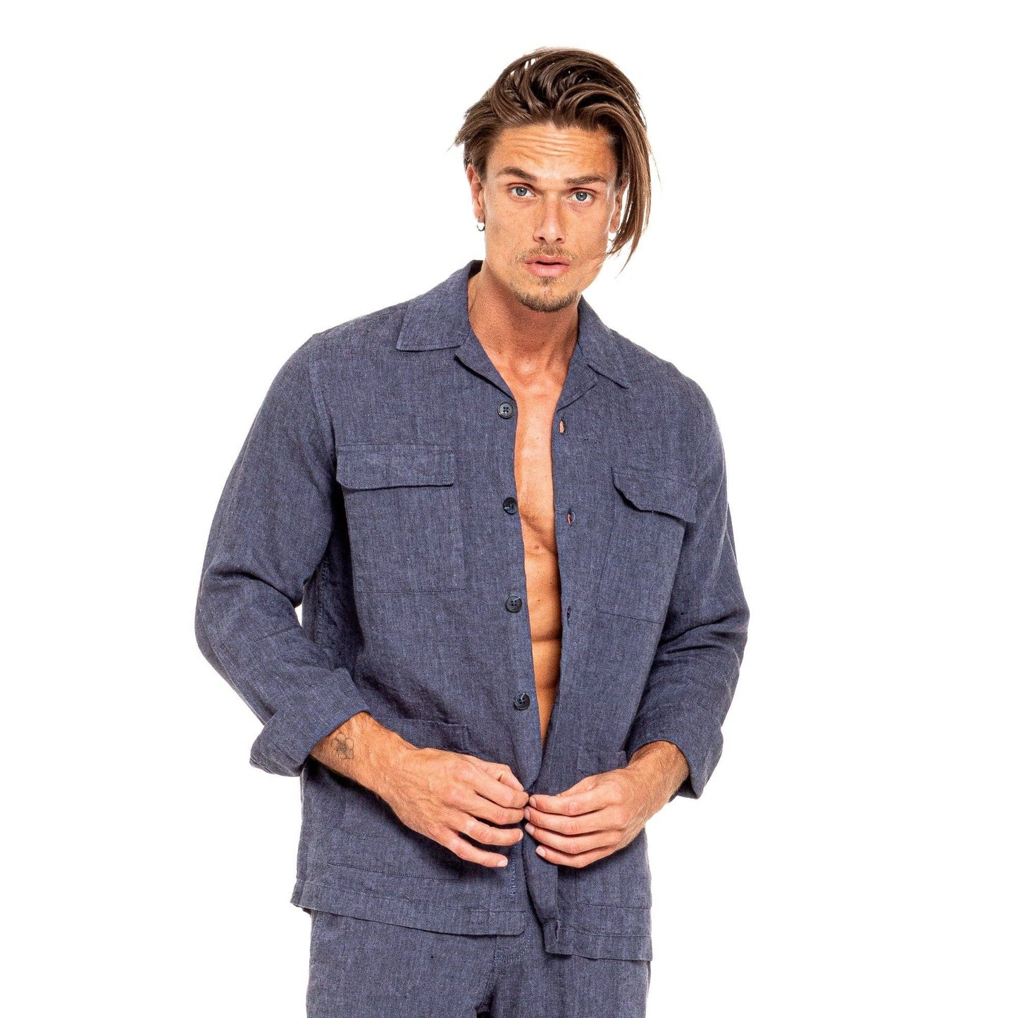 Linen Chore Shirt - Navy - La De Da
