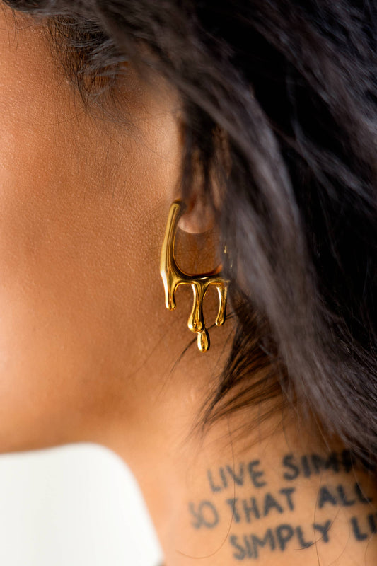 Drip Drop Hoops - 18K Gold Plated