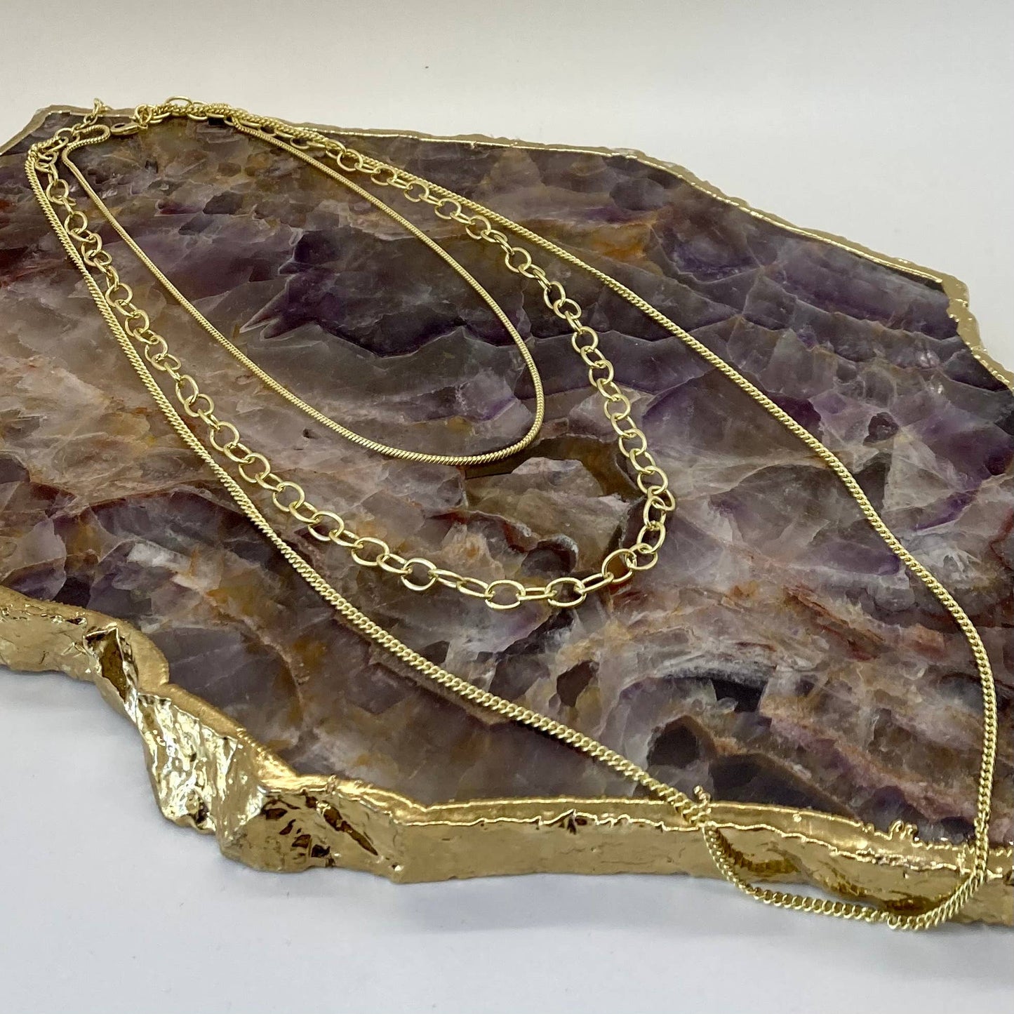 3 Layer Brass Chain Necklace - La De Da