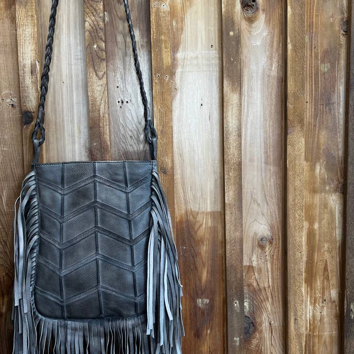 Black Wash Parker Fringe Crossbody - La De Da